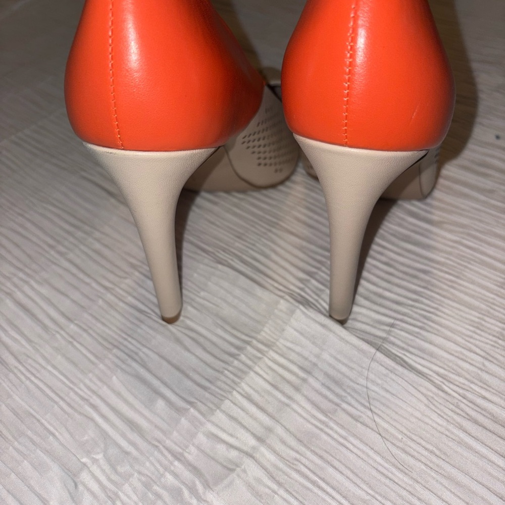 French Connection Orange and Beige Pointed Stiletto Pumps